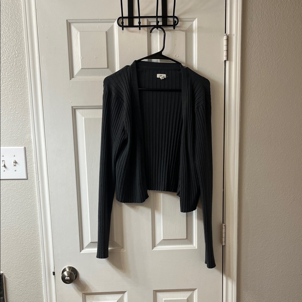 Grey Ribbed Cardigan - Picture 2 of 2
